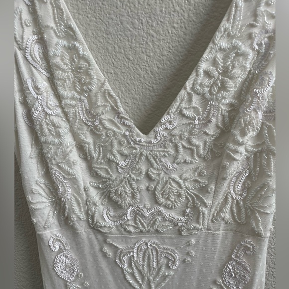 NWT Lulus Passionate Romance White Beaded Sequin Mermaid Maxi Wedding Dress SM - Picture 8 of 12